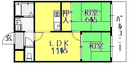 大阪市平野区西脇のマンションの間取り