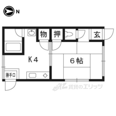 京都市北区出雲路立テ本町のアパートの間取り