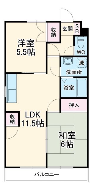 静岡市葵区上足洗のマンションの間取り