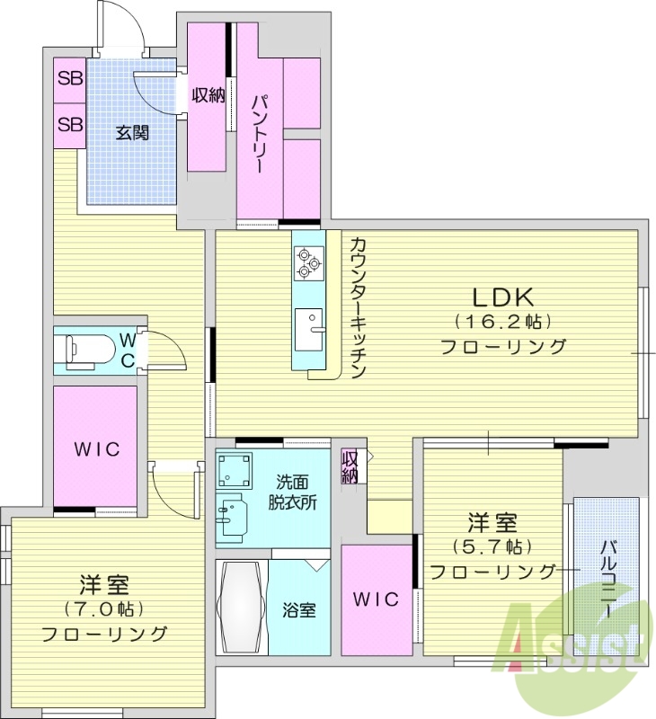 仙台市太白区長町のマンションの間取り