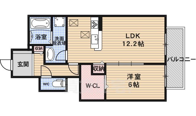 京都市右京区宇多野柴橋町のアパートの間取り