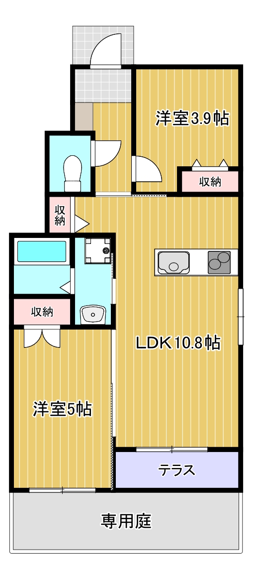 北九州市小倉北区貴船町のアパートの間取り