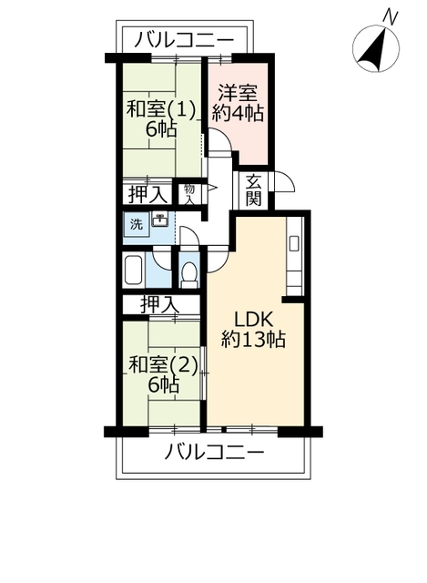 ＵＲグリーンタウン槇島の間取り