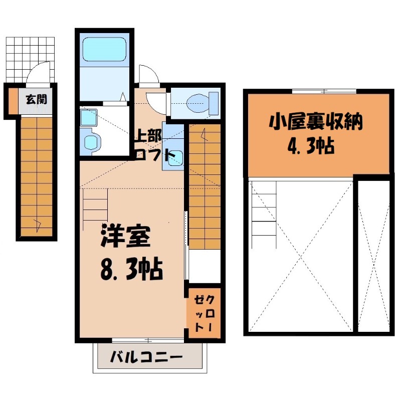 伊勢崎市国定町のアパートの間取り