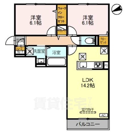 京都市北区上賀茂坂口町のアパートの間取り