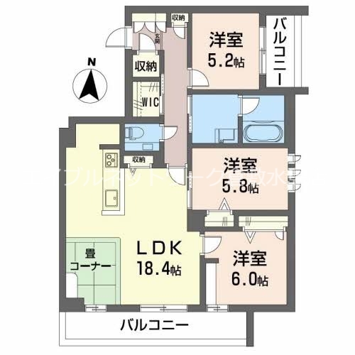 倉敷市大島のマンションの間取り