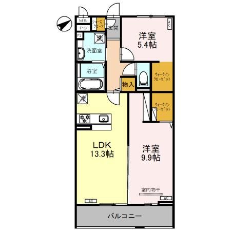 春日部市大枝のアパートの間取り