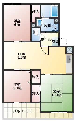 アンビション旭Ａ棟の間取り