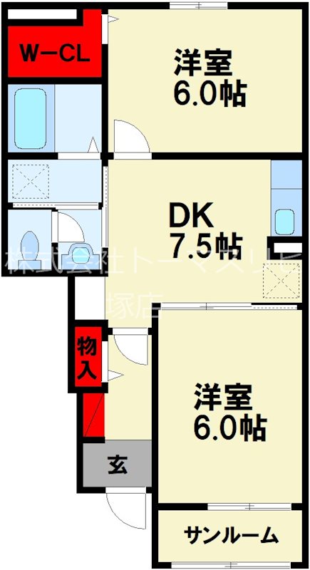 飯塚市綱分のアパートの間取り