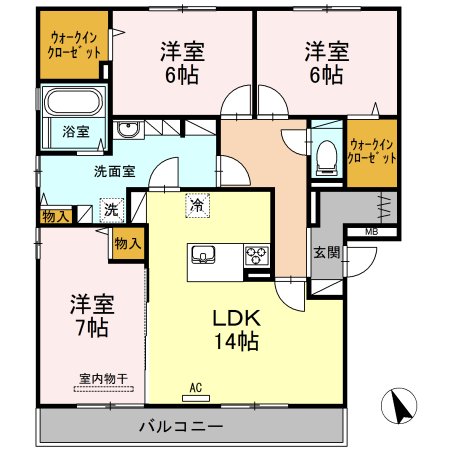 福山市曙町のアパートの間取り