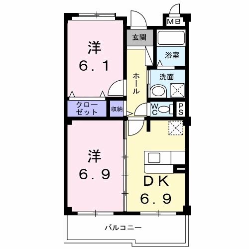 北葛城郡広陵町大字平尾のマンションの間取り