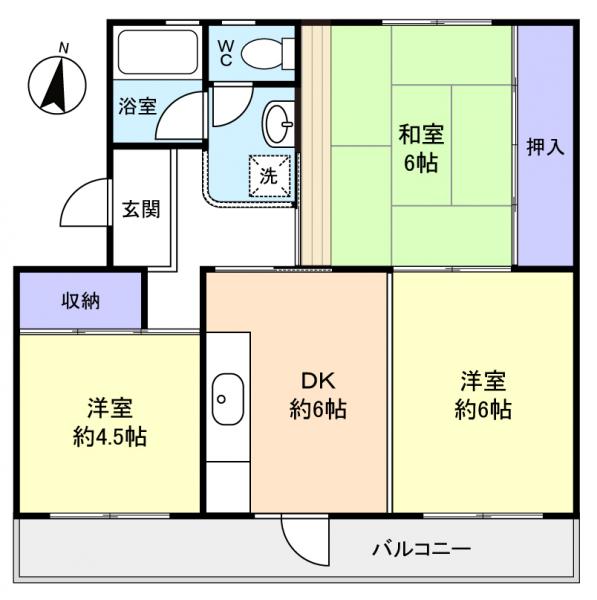 【高津団地６街区１３棟の間取り】