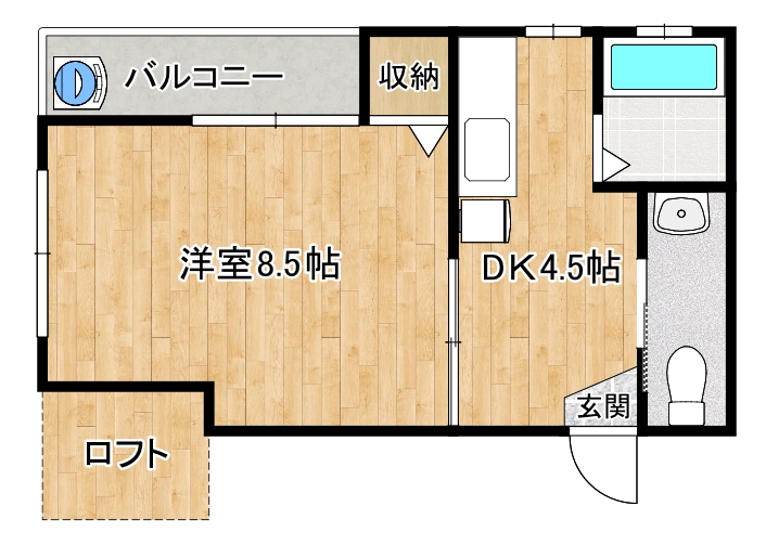 香美市土佐山田町宝町のアパートの間取り