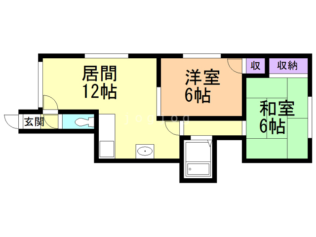 札幌市白石区北郷四条のアパートの間取り