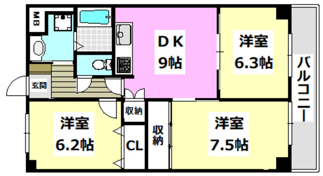 摂津市鳥飼西のマンションの間取り