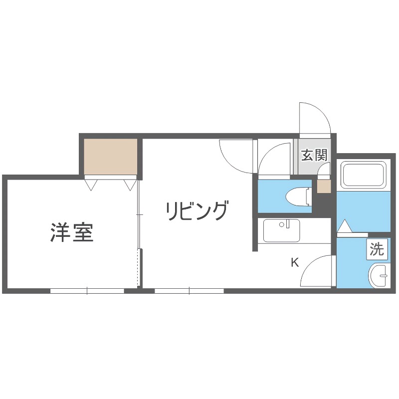 札幌市豊平区美園一条のアパートの間取り