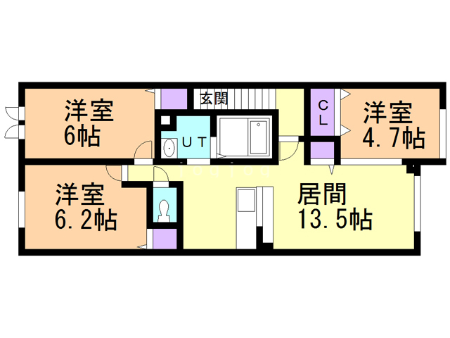 函館市桔梗町のアパートの間取り