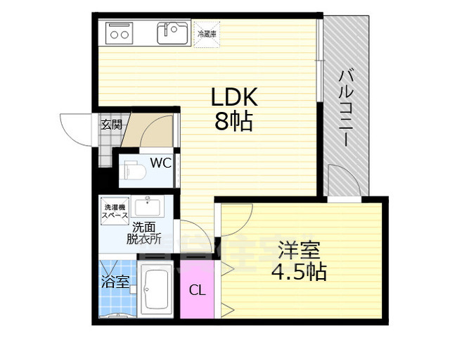 京都市上京区大峰図子町のアパートの間取り