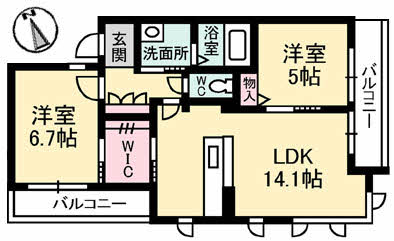 広島市南区翠のマンションの間取り