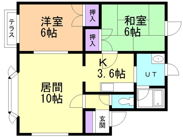 苫小牧市豊川町のアパートの間取り