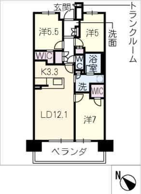 プレイズ白子駅前　１００５号室の間取り