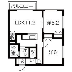 札幌市東区北四十一条東のマンションの間取り