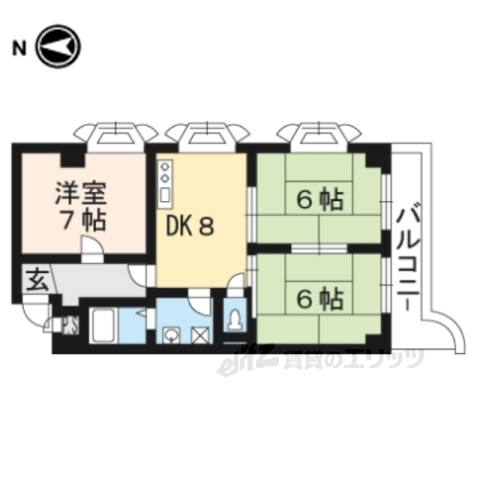 長岡京市久貝のマンションの間取り