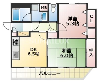 熊本市中央区水前寺のマンションの間取り