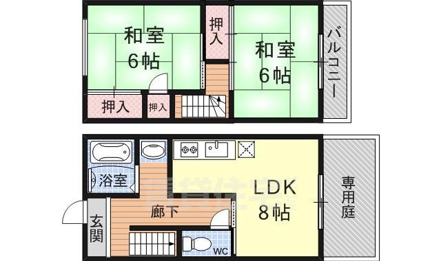 京都市山科区御陵進藤町のアパートの間取り