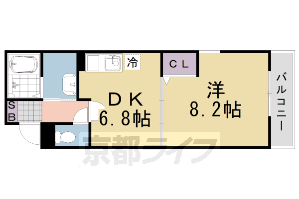 京都市西京区桂河田町のマンションの間取り