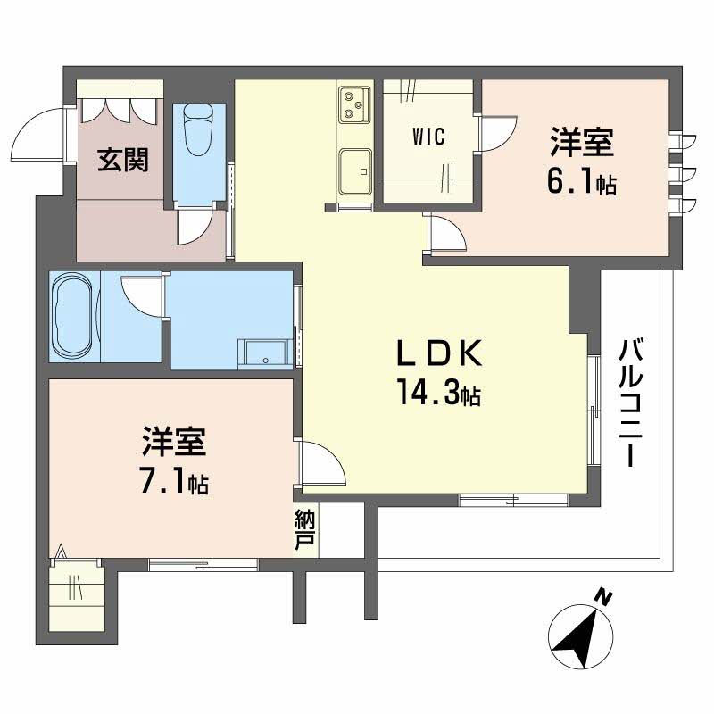 倉敷市笹沖のマンションの間取り