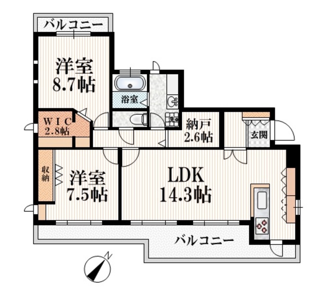 板橋区向原のマンションの間取り