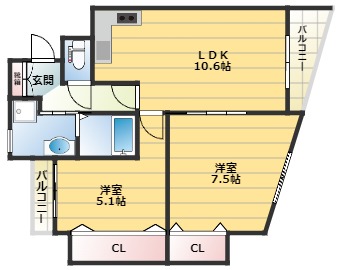 神戸市中央区山本通のマンションの間取り