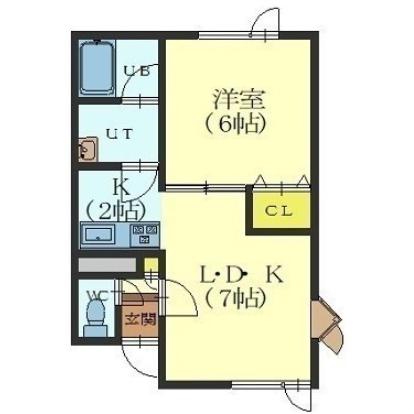 北斗市七重浜のアパートの間取り