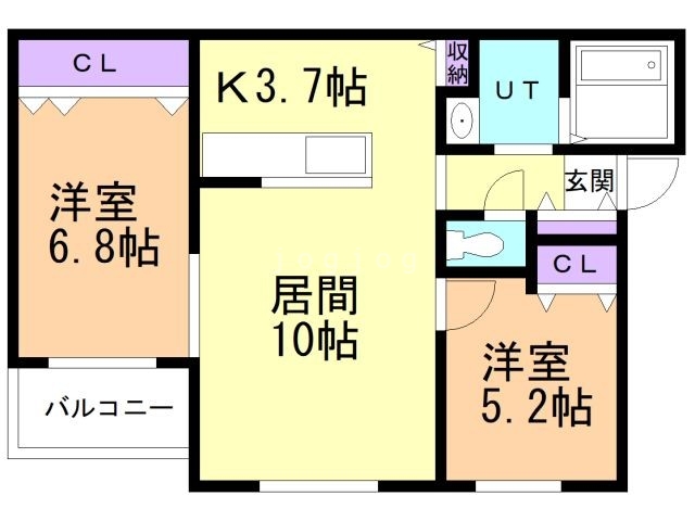 釧路市南浜町のアパートの間取り