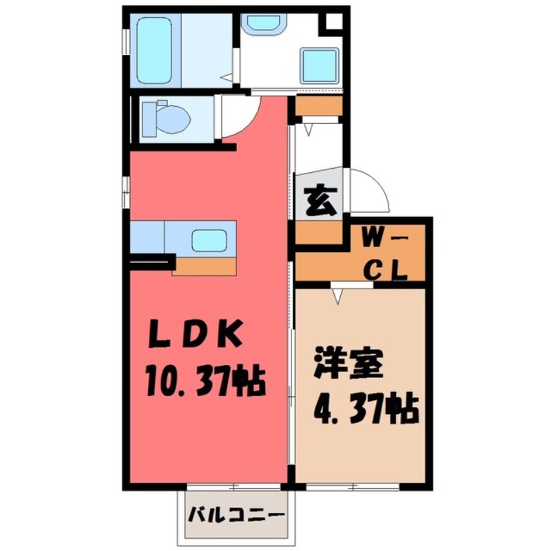 宇都宮市峰のアパートの間取り