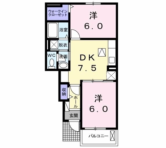 行橋市行事のアパートの間取り