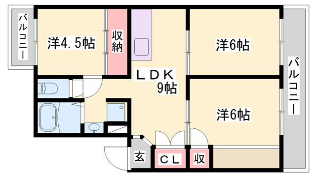 ヴィラナリー三木の間取り