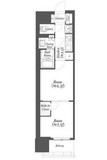 横浜市中区伊勢佐木町のマンションの間取り