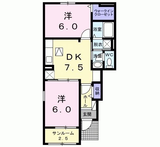 行橋市北泉のアパートの間取り