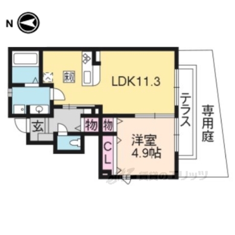 京都市左京区一乗寺西浦畑町のアパートの間取り