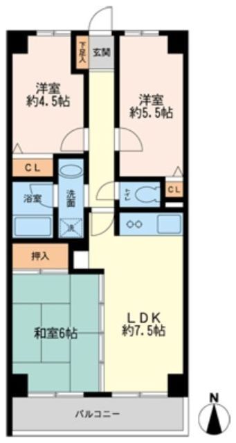 横浜市旭区東希望が丘のマンションの間取り