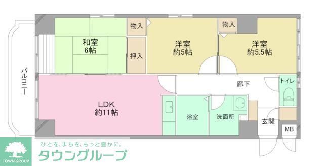 足立区東綾瀬のマンションの間取り