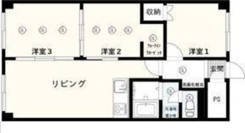 【札幌市東区北四十一条東のマンションの間取り】