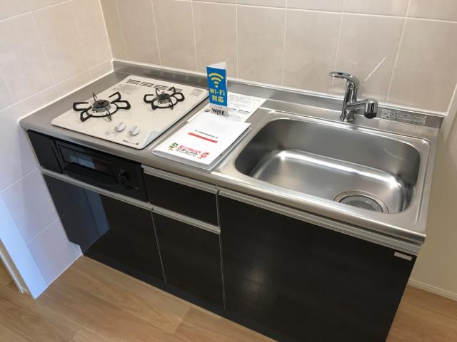 キッチン　グリル付き２口ガスコンロのキッチン