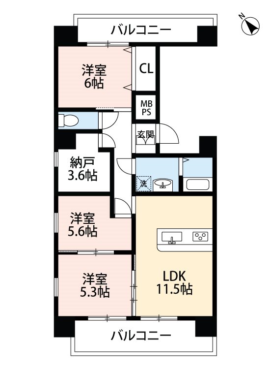 新屋敷ピアッツァビルの間取り