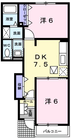 【神崎郡福崎町西田原のアパートの間取り】