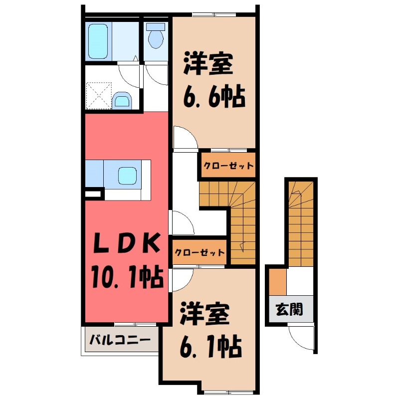 太田市山之神町のアパートの間取り