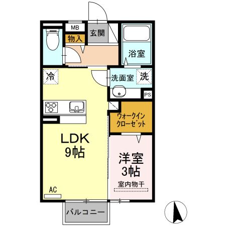 ロイジェントパークス広野　Ｈの間取り