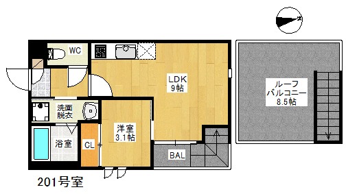 福岡市博多区吉塚のアパートの間取り